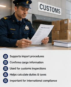 Customs officers checking Bill of Lading shipping documents at international cargo terminal